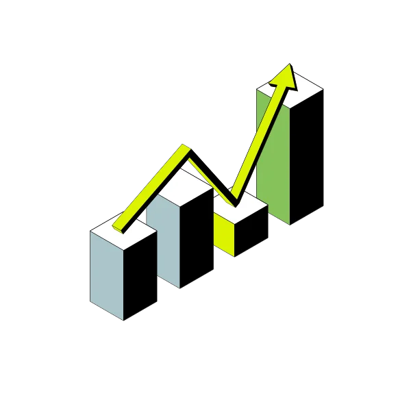Isometric bar chart illustration for business analytics and dashboards