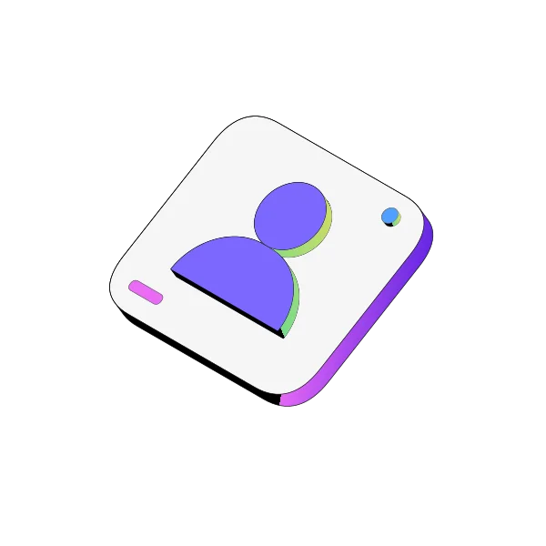 Isometric user profile illustration for account and identity interfaces